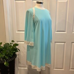 Vintage GOSSARD ARTEMIS Light Blue Lace Trim Nightgown
